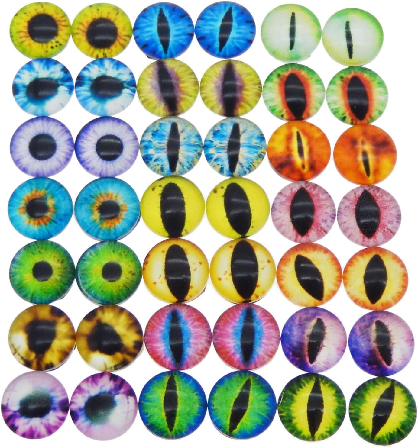 JJG JJG 20PCS(10Pairs) 30mm Mixed Style Dragon Eyes Doll Eyes Half Round Glass Dome Cabochons for Doll Puppet or DIY Jewelry Making