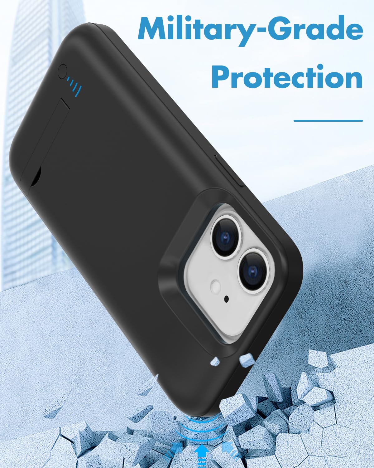 Custodia Caricabatterie Per IPhone 15 Pro - 8500 MAh Con Cavalletto, Nero - Foto 6