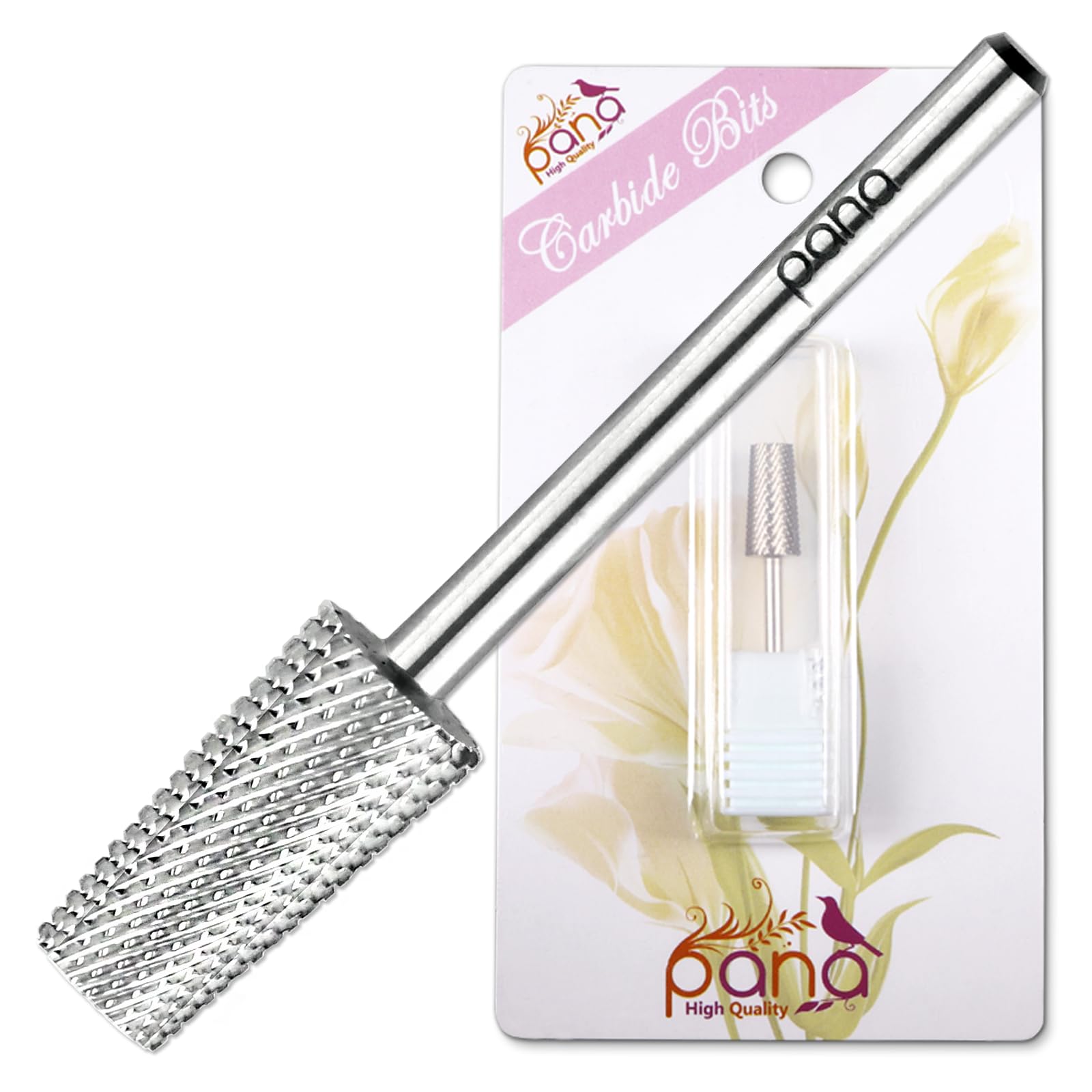 pana Premium 3/32 Tapered Barrel Carbide Nail Bit -For Electric Dremel Drill Machine, Nail Art Design, Manicure, Pedicure, Nail File, Cuticle Clean etc. (Fine Grit- Silver)