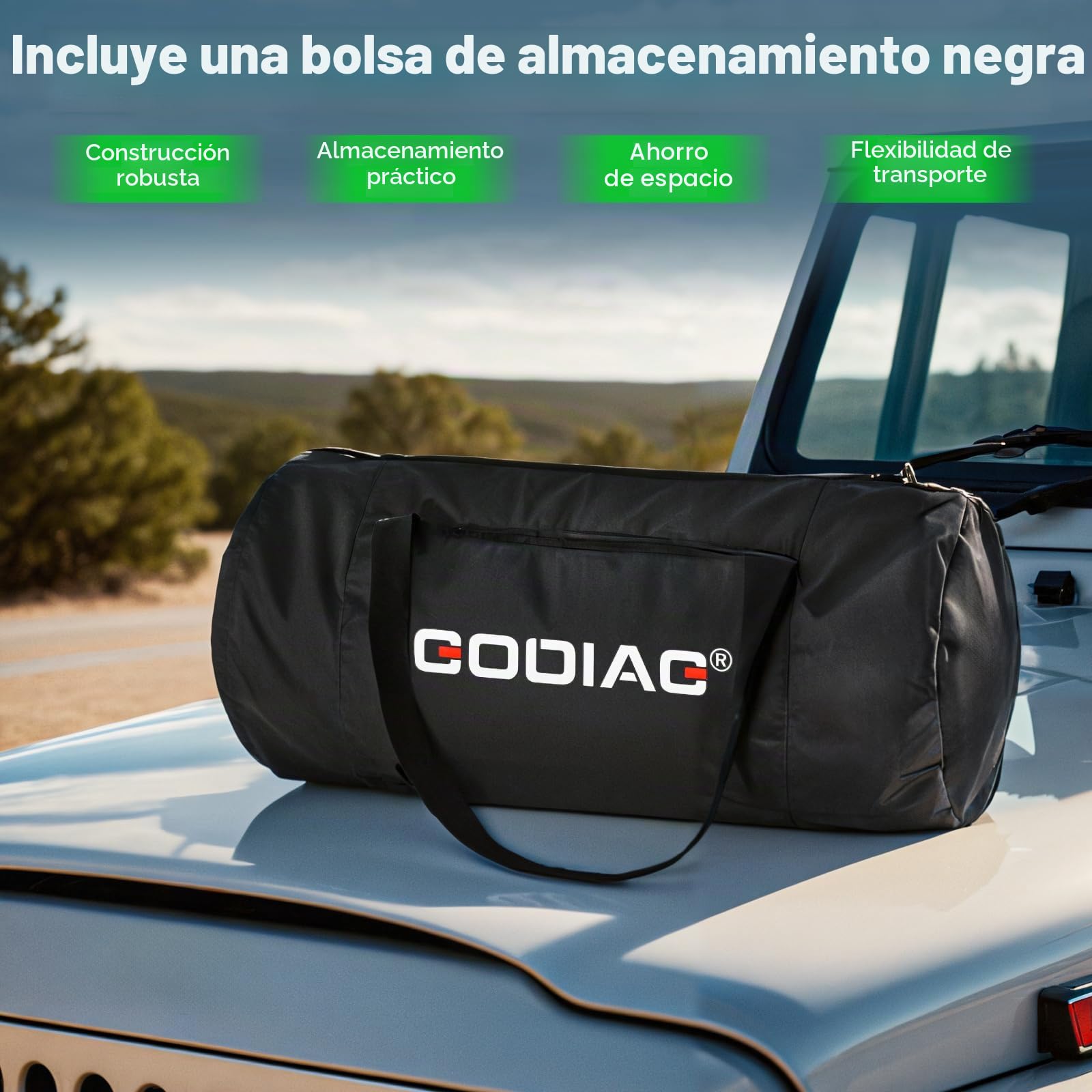 GODIAG Cuerda de Remolque para Coche Correa para Remolcar Vehículos con 2 Grilletes Suaves 1 par de Guantes de Algodón y Bolsa de Almacenamiento Cuerda de Recuperación para Coches Jeep Camión SUV, 9M