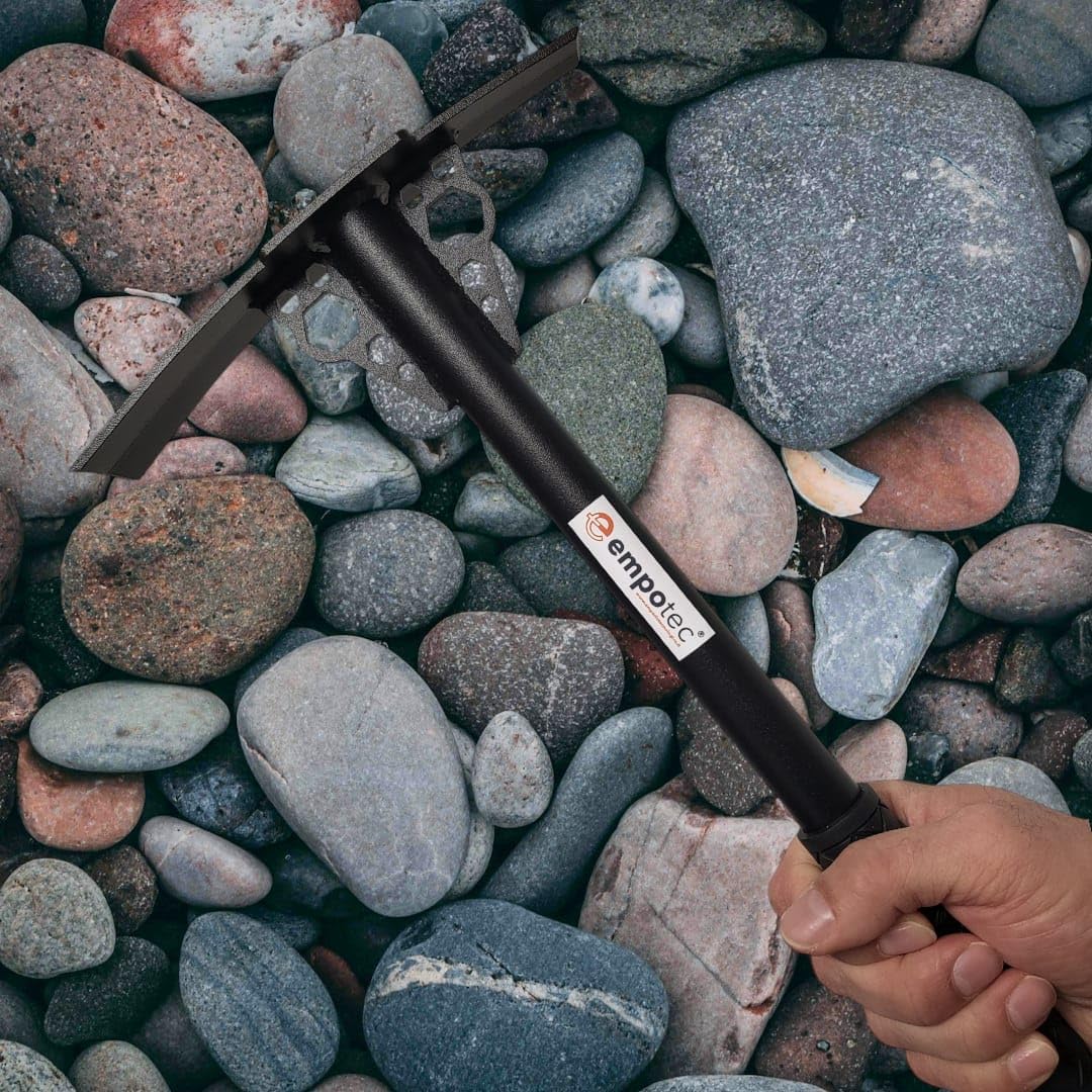 Piccozza da Scavo Empotec in Acciaio Zappa Piccone Martellina Pala Metal Detector Campi Pietre Campeggio Giardino Leggero Robusto Resistente Terreno Spiaggia Fiumi Impugnatura Gomma Ottima Presa Top