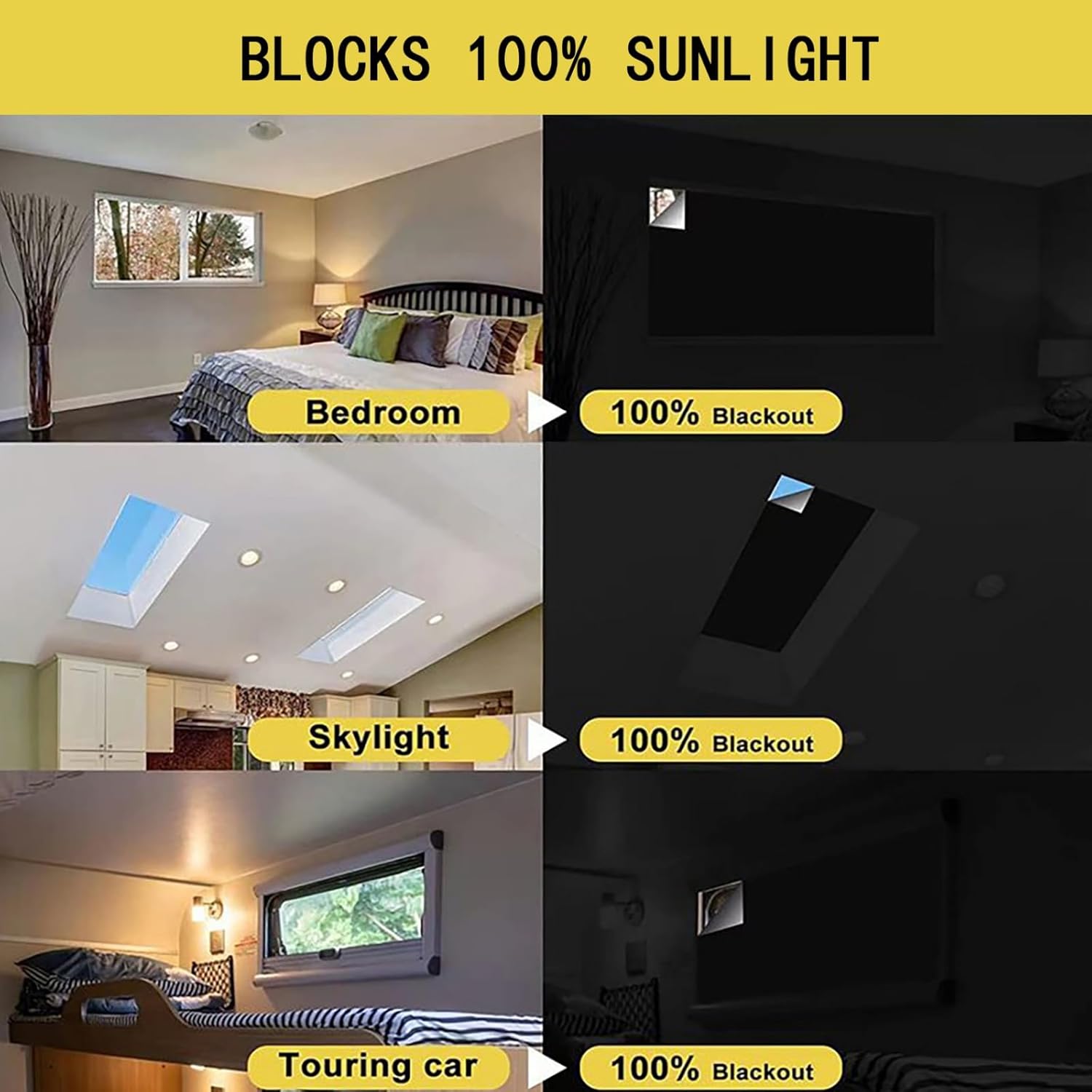 Portable Blackout Curtains Temporary Blackout Blinds Can Be Freely Cut Curtains Non-Perforated Blinds Easy to Install Suitable for Bedroom Attic Apartment Travel (57.1 * 137.8inch)