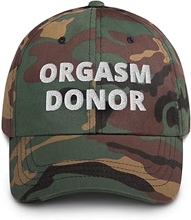 Hogue WS LLC Funny Hat, Orgasm Donor (Embroidered Dad Cap) Green Camo