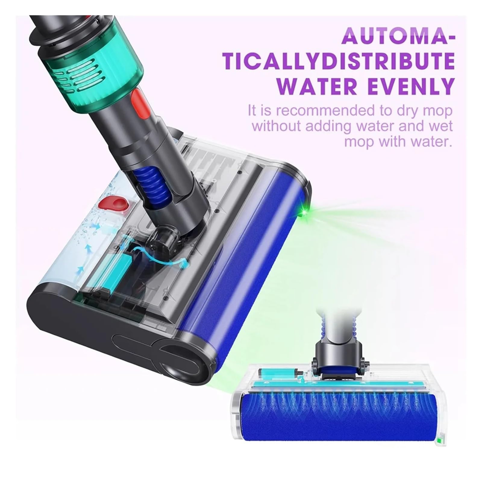 Testina Compatibile con aspirapolvere Dyson V7 V8 V10 V11 V15, lavapavimenti Elettrico con Serbatoio for Acqua Pulita e Sporca for tappeti