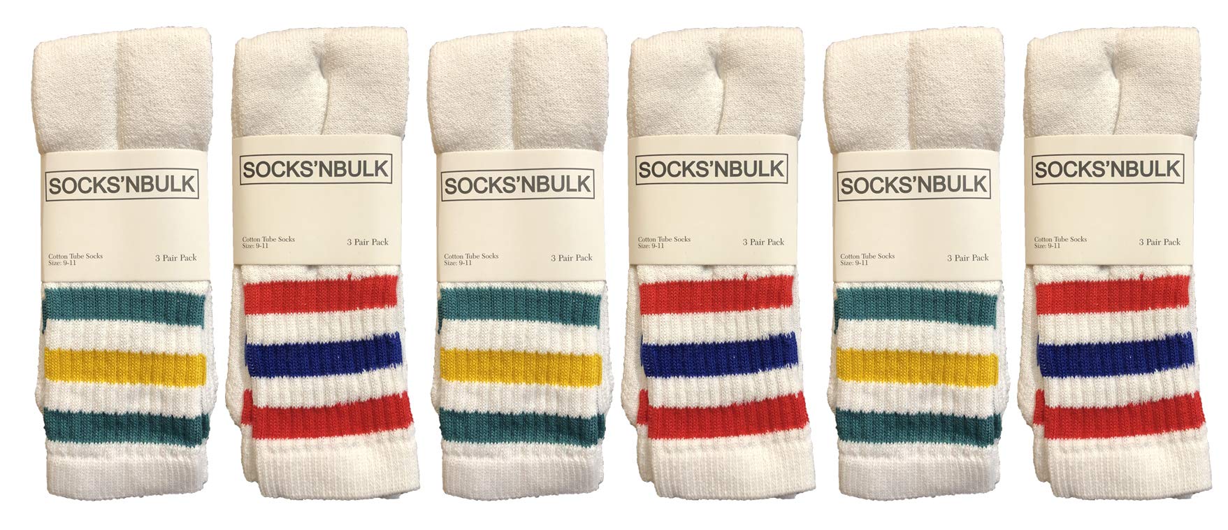 Yacht & Smith 6 Pairs Of Men's & Women's Wholesale Bulk Cotton Tube Socks, Referee Style, by SOCKS'NBULK