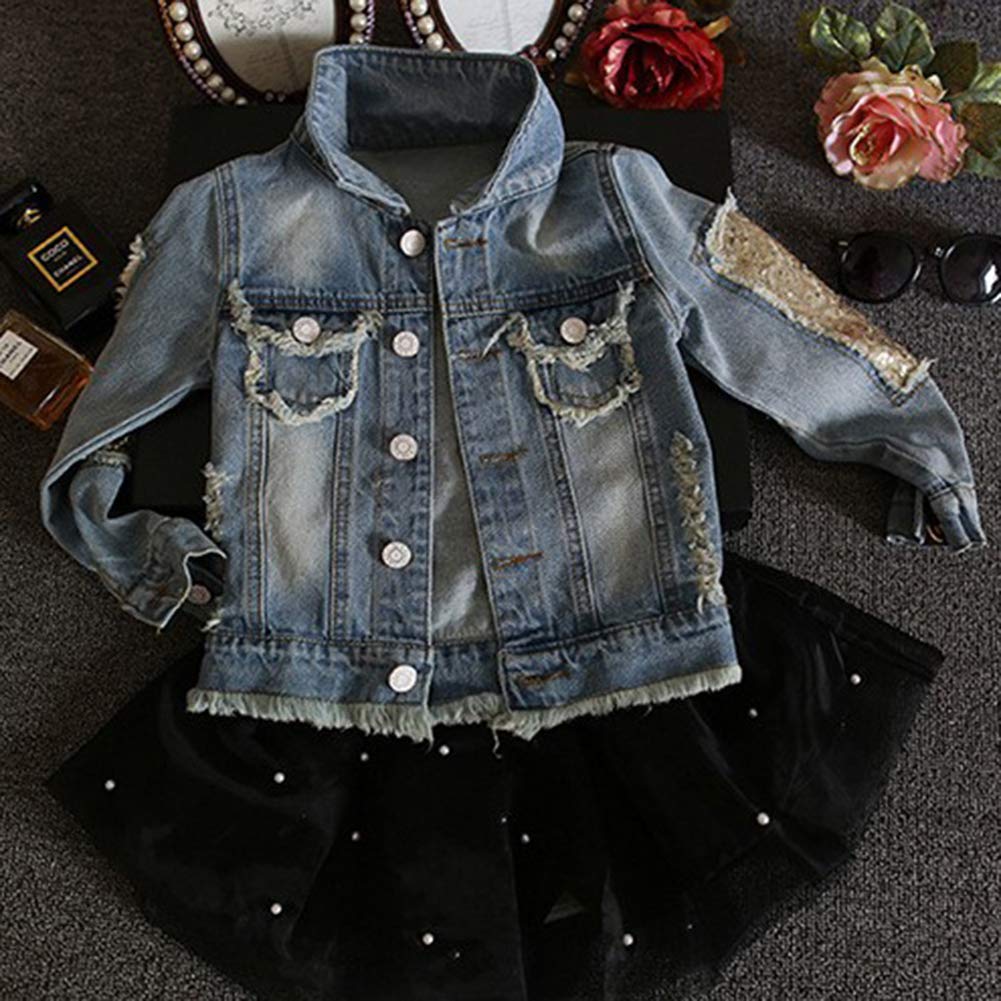 Dziewczęca kurtka dżinsowa z długim rękawem kurtka z nadrukiem kryształowym Denim Cowboy Outwear dla dzieci odzież top