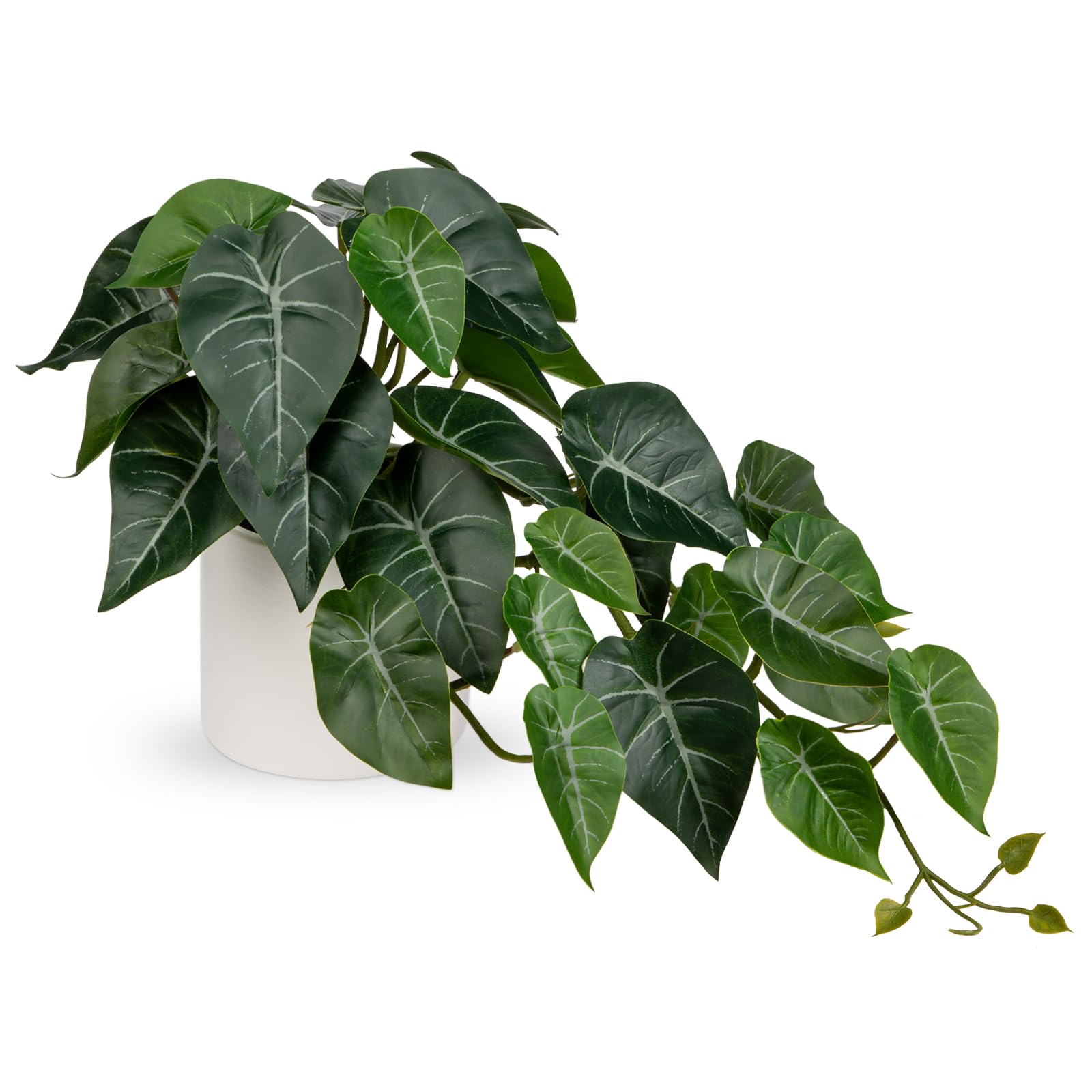 Hollyone Artificial Plants in Ceramic Pots, Fake Taro Leaves Decorative Faux Potted Plants