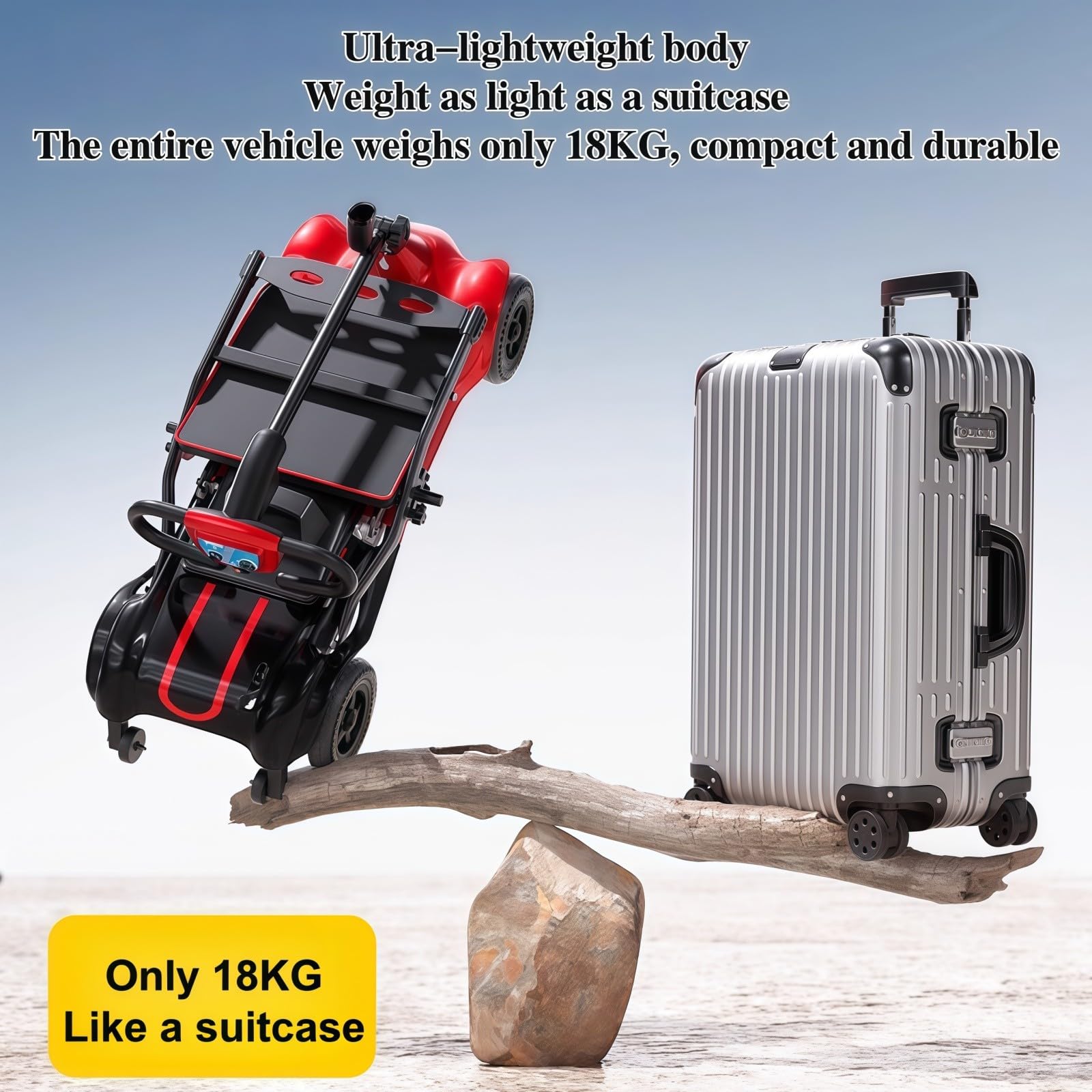 Véhicule Électrique Pliable Ultra Léger À Quatre Roues, Conçu Spécifiquement pour Les Personnes Âgées, Véhicule Électrique À Assistance Électrique, Scooter De Voyage Et De Mobilité.