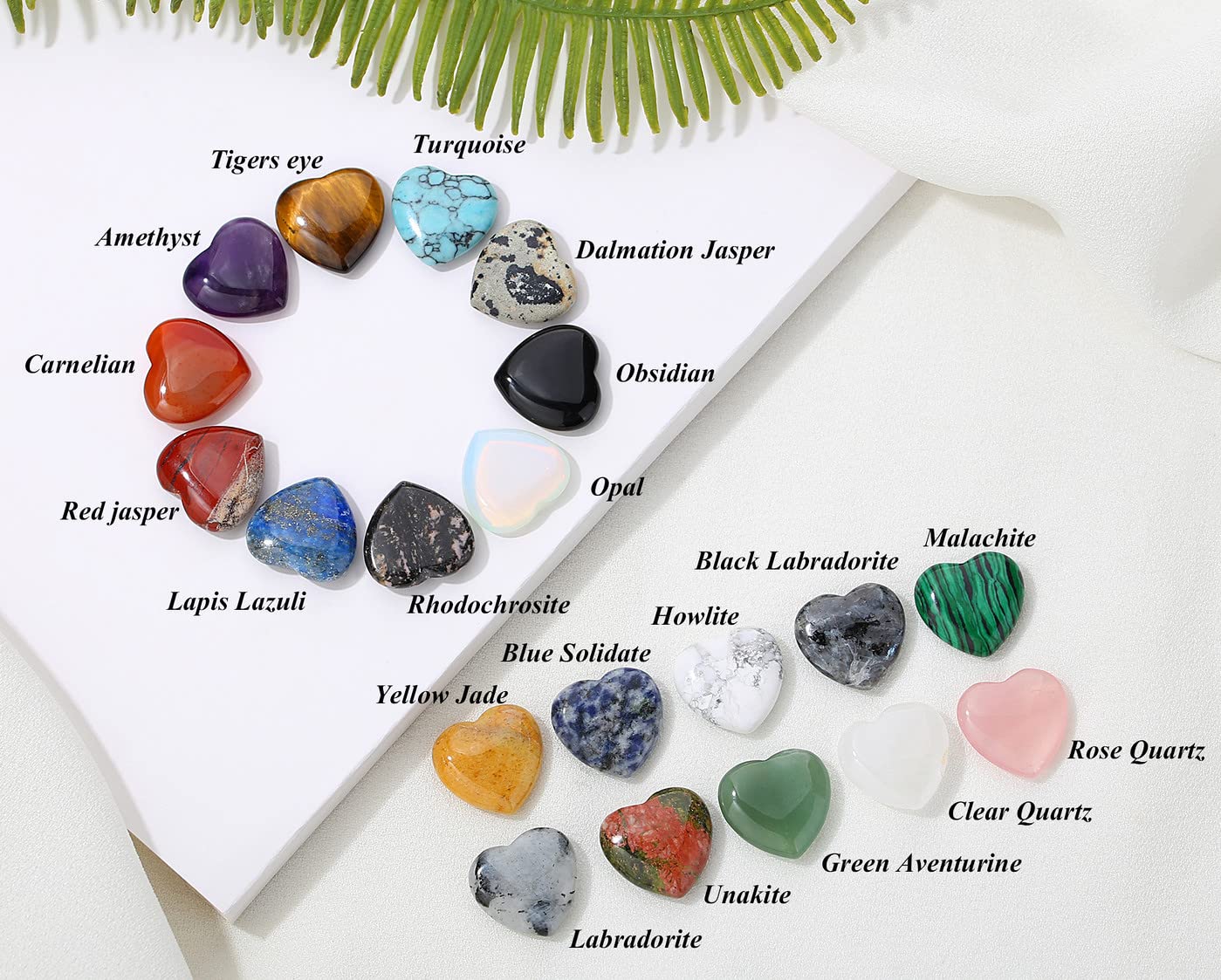 YATOJUZI 20PCS Natural Crystal Hearts Crystals and Healing Stones Heart Gems Gemstones Chakra Pocket Stone Bulk Wholesale Polished Stones Spiritual Gifts for Women Men... - Image 7