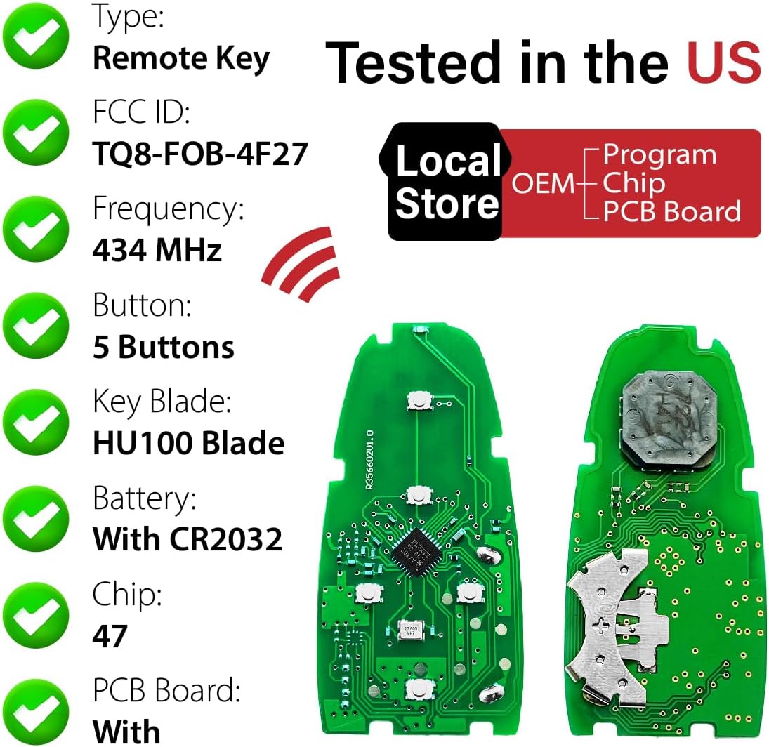 Replacement for 2020 2021 2022 2023 2024 Hyundai Sonata Sport Key Fob Remote Control TQ8-F08-4F27 5 Buttons 434MHz