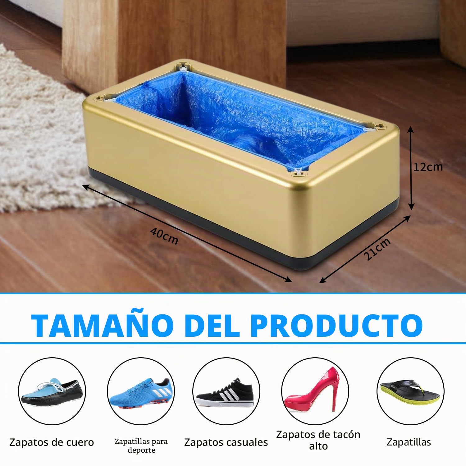 Cubrezapatos desechables, máquina automática portátil de aplicación de cubrezapatos con 100 piezas de cubrezapatos desechables, dispensador automático de cubrezapatos para el hogar, oficina, fábrica