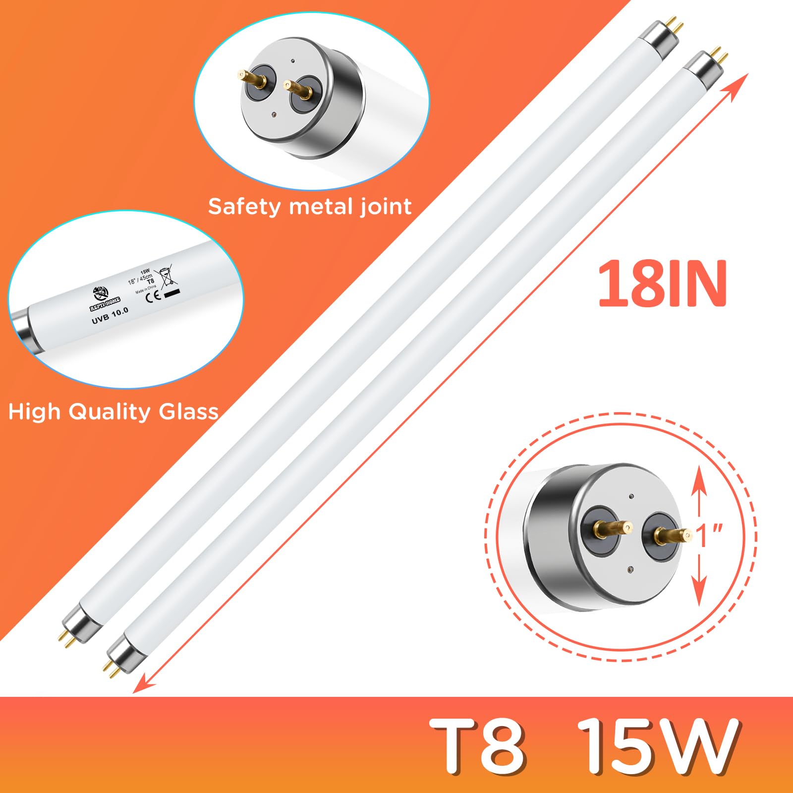 T8 UVB Reptile Light 15W 10.0-2 Pack,UVA UVB Light Bulb for Reptiles,Reptile UVB Lamp Tube for Bearded Dragon - image 7