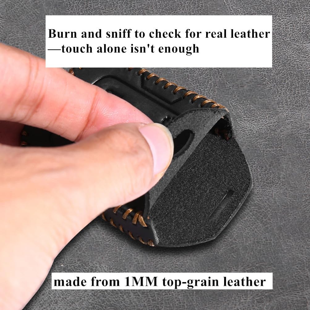 Leather Compatible with GMC key fob cover for 2019 2023 Sierra 1500 2500HD 3500HD Terrain and Compatible Chevy Silverado 1500 accessories 5 buttons keychain