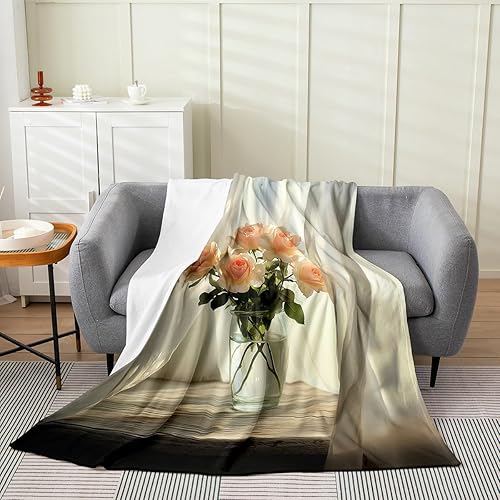 Miniatura 18 de Erosebridal Manta de vellón de margaritas, manta de mariposas voladoras de 40 x 50 pulgadas, decoración de sofá cama, manta de cama de vida