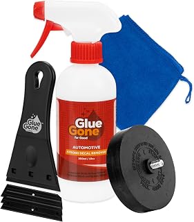 Decal Remover Kit - Includes 10-oz Adhesive Remover, Eraser Wheel, Microfiber Cloth, 3-inch Scraper with 3 Blades - Complete Set for Removing Decals, Stickers, & Adhesives from Cars & More