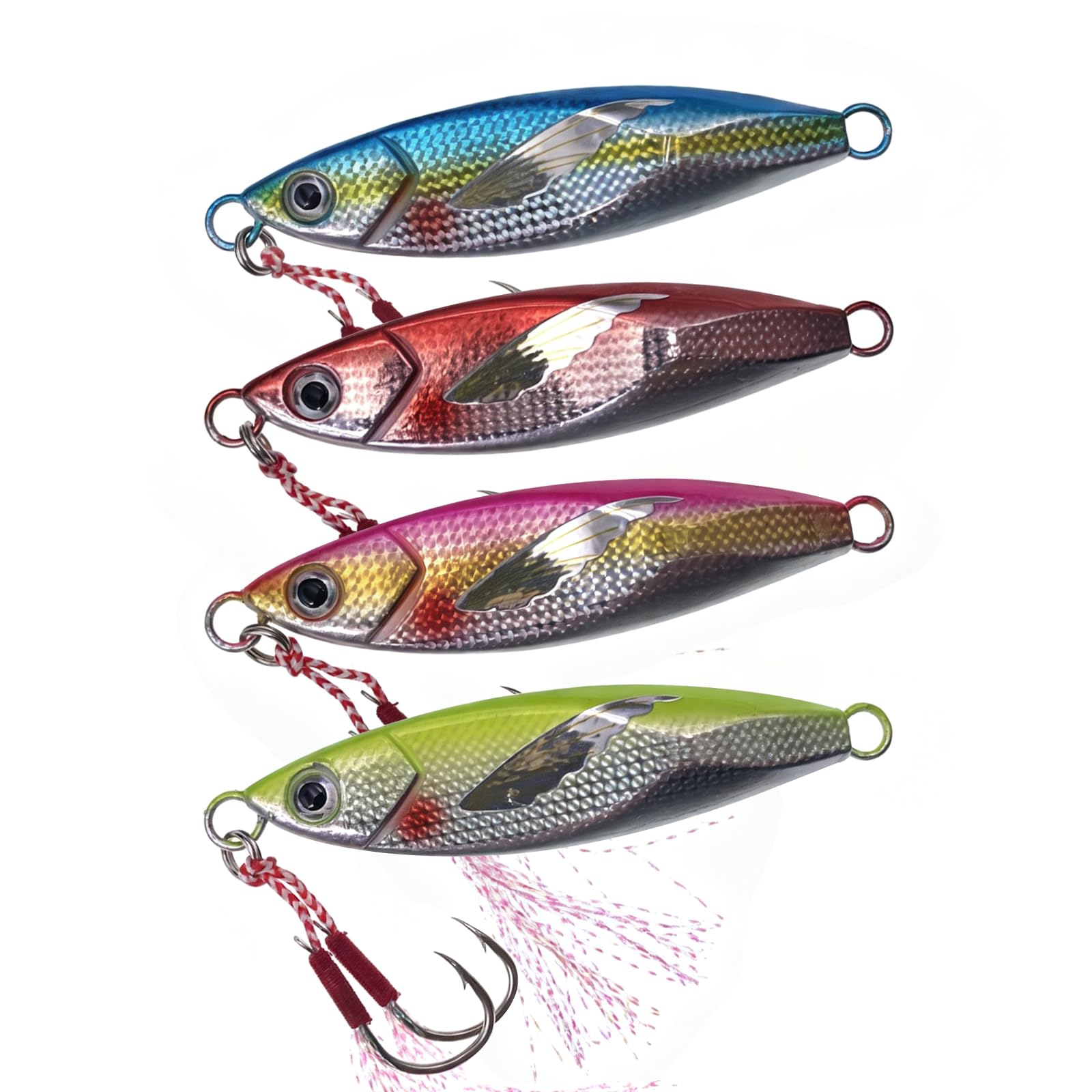 Sinking Fishing Lures, CREOASIS 4pcs 40g/60g/80g Metal Hard Spinner Fish Baits Jigs for Trout Perch Salmon Bass Pike (8.8cm-80g-4pcs)