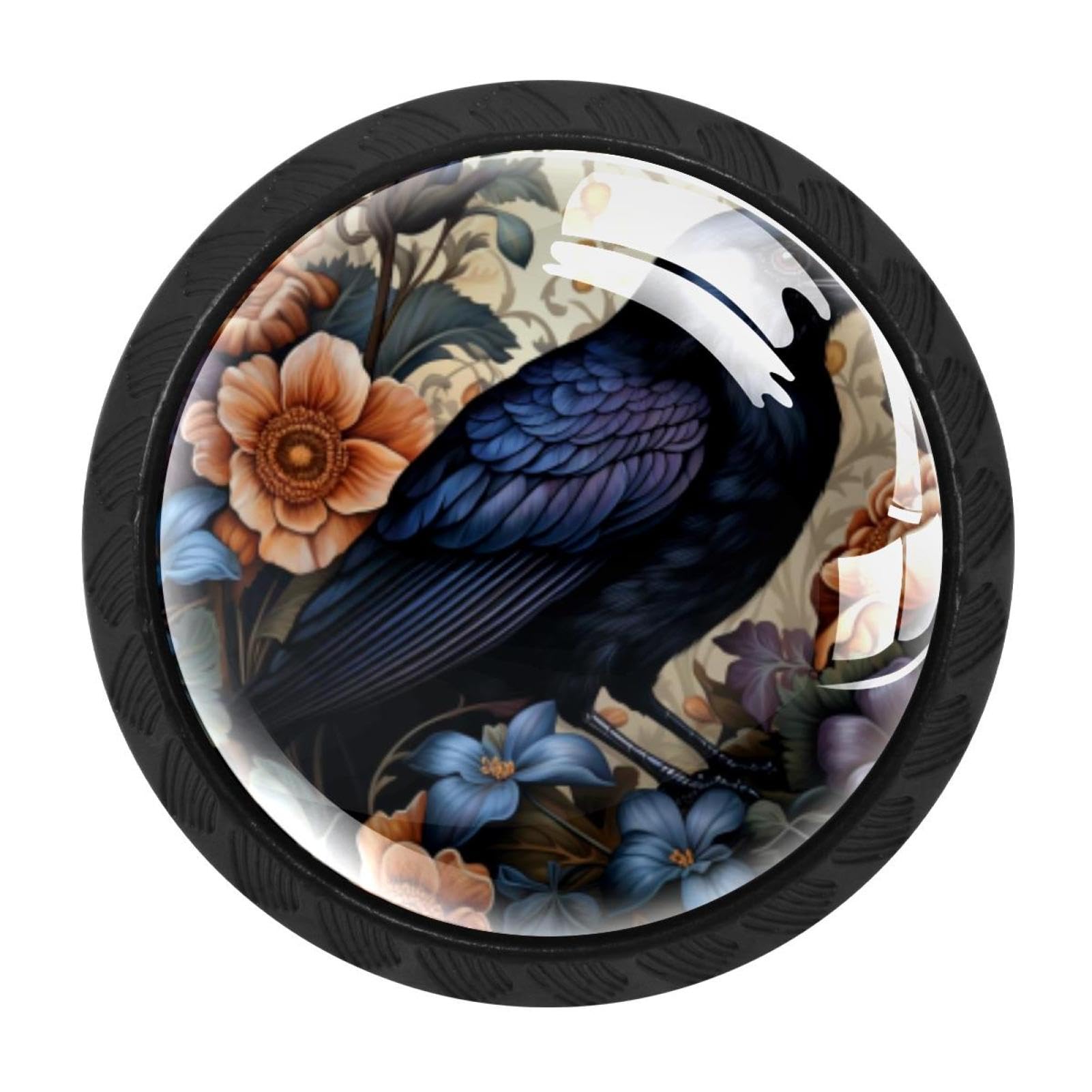 Chenzzzz Multicolored 18 4 Pcs Crow Cabinet Knobs Crystal Drawer Pulls For Kitchen, Bathroom Cabinet, Dresser And Cupboard