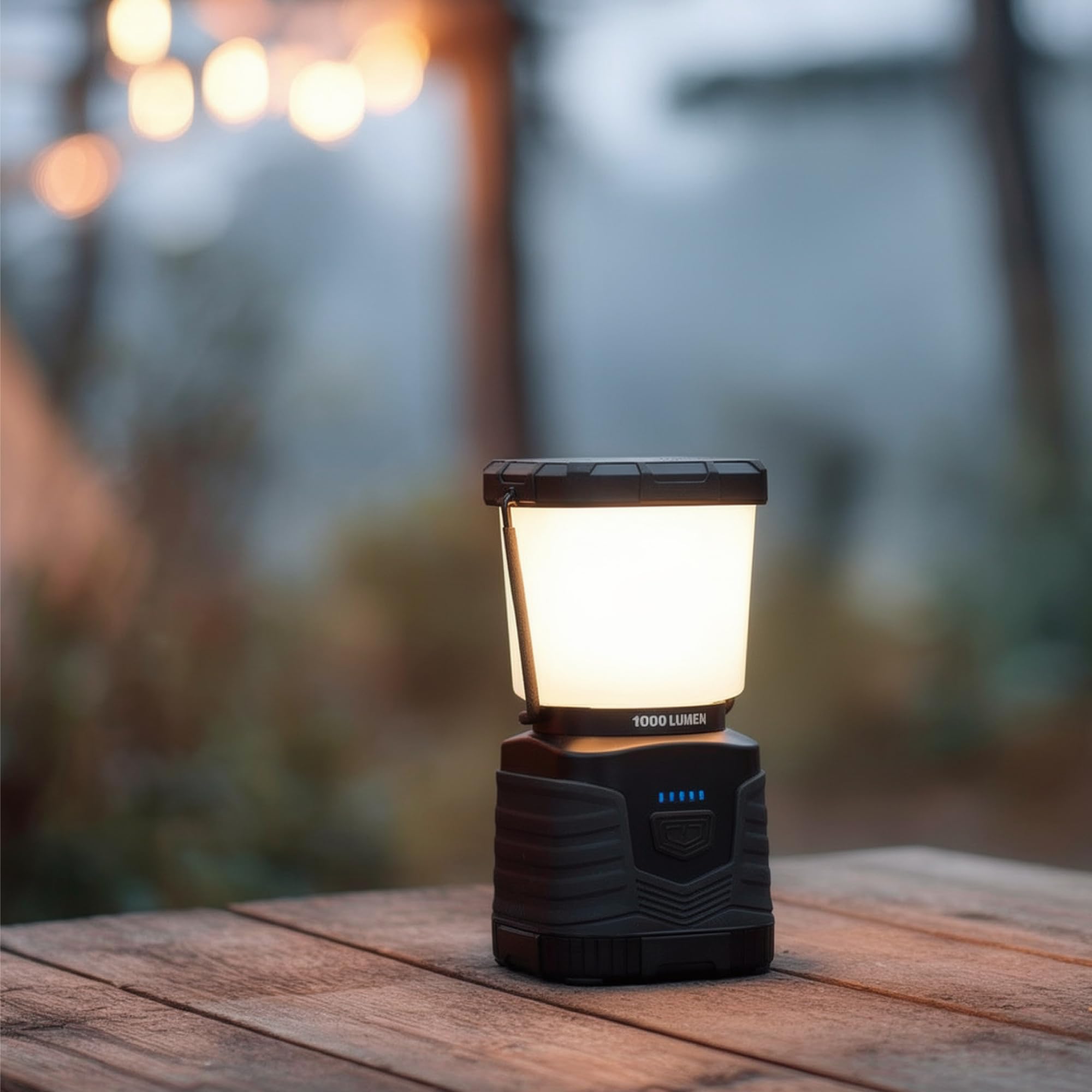 Amazon Basics Lanterna da Campeggio LED con 4 Modalità di Illuminazione - Luce Portatile 1000 Lumen con Illuminazione a 360° - Lanterna Resistente all'Acqua - Batterie Non Incluse - Nero