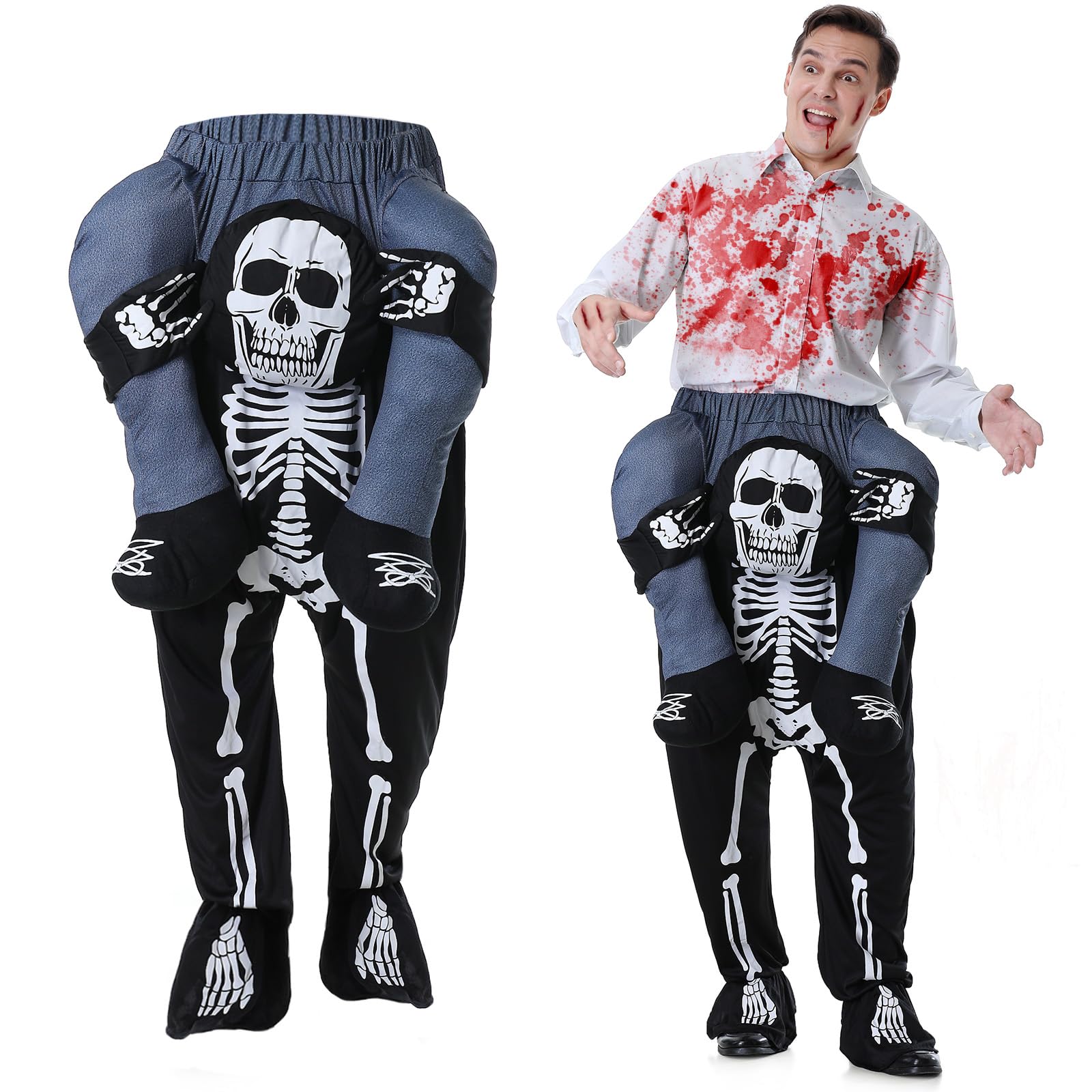 Herenear Disfraz Hombros Esqueleto Para Adulto, Disfraz Inflable Esqueleto Caballito, Costume Halloween Carnaval Terror Caballito Esqueleto Hombre Mujer Unisex Talla Única