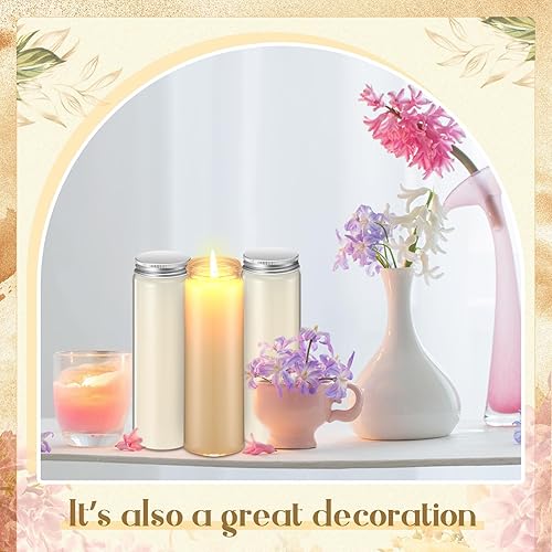 Miniatura 7 de MTLEE Paquete de 12 velas de oración de 6 pulgadas, 7 días, velas conmemorativas con tapas, velas devocionales sin perfume para conmemoración,