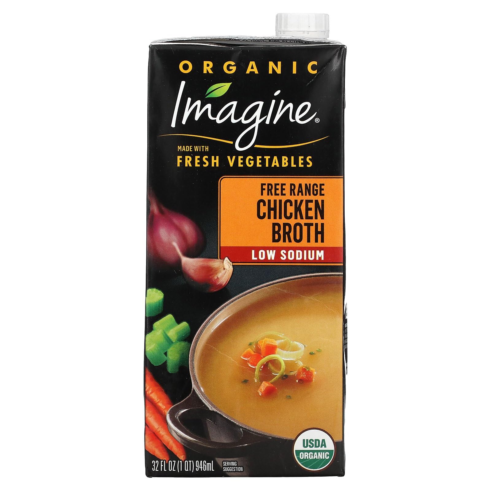 Imagine Free Range Chicken Broth, Organic, Low Sodium, 32 oz