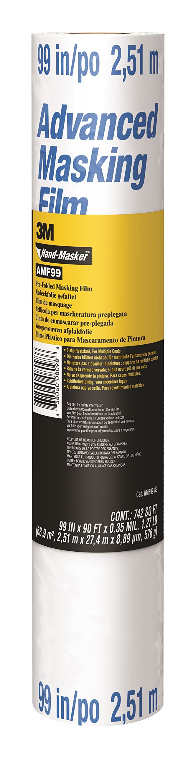 3M Pro Hand-Masker AMF99 Advanced Abdeckfolie PROMO PACK, 8 Rollen, 251cm x 27, 4m + M3000 Starter Kit GRATIS, blau