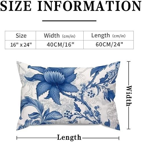 Miniatura 8 de ArogGeld Chinoiserie - Funda de cojín lumbar asiática, color azul marino y rojo, funda de almohada botánica con estampado floral burdeos dorado