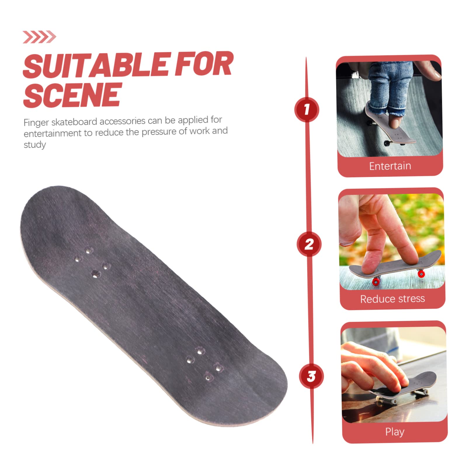 FONDOTIN Finger Skateboards Wooden Deck Double Concave Shape Sturdy for Boys and Girls for Skill Development Relaxation