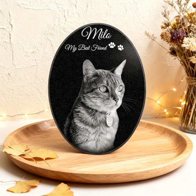 Foto 6 de 7 de ADFSTONE Oval Piedra Conmemorativa Cuadrado Placas conmemorativas para Mascotas