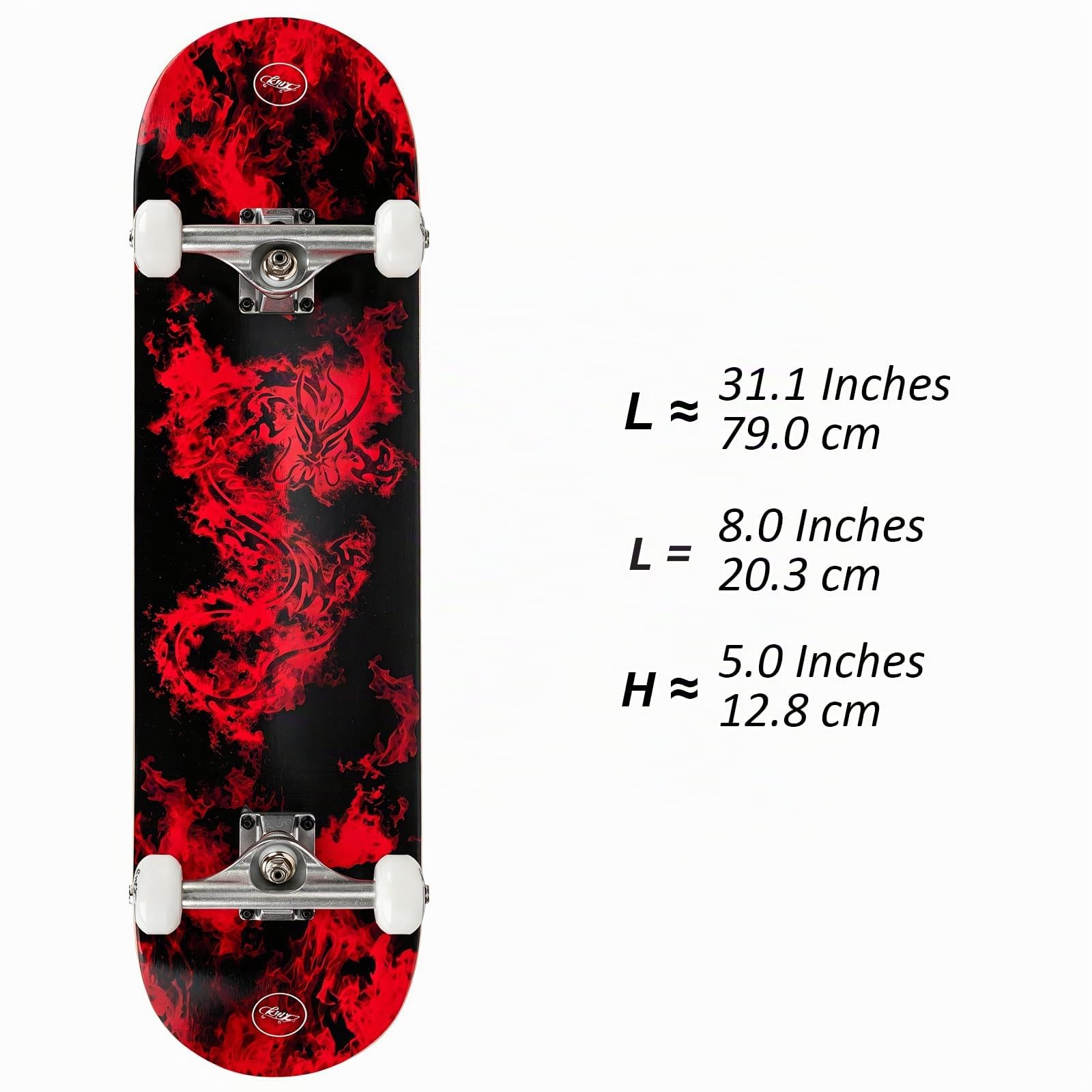 KMX Skateboard Complet Débutant à Graphismes Cool + Outil de Skate | pour Garçons,Filles,Enfants,Étudiants et Adultes.Plateau en Érable 7 plis,Double Kick,Trucks Aluminium,Roues PU