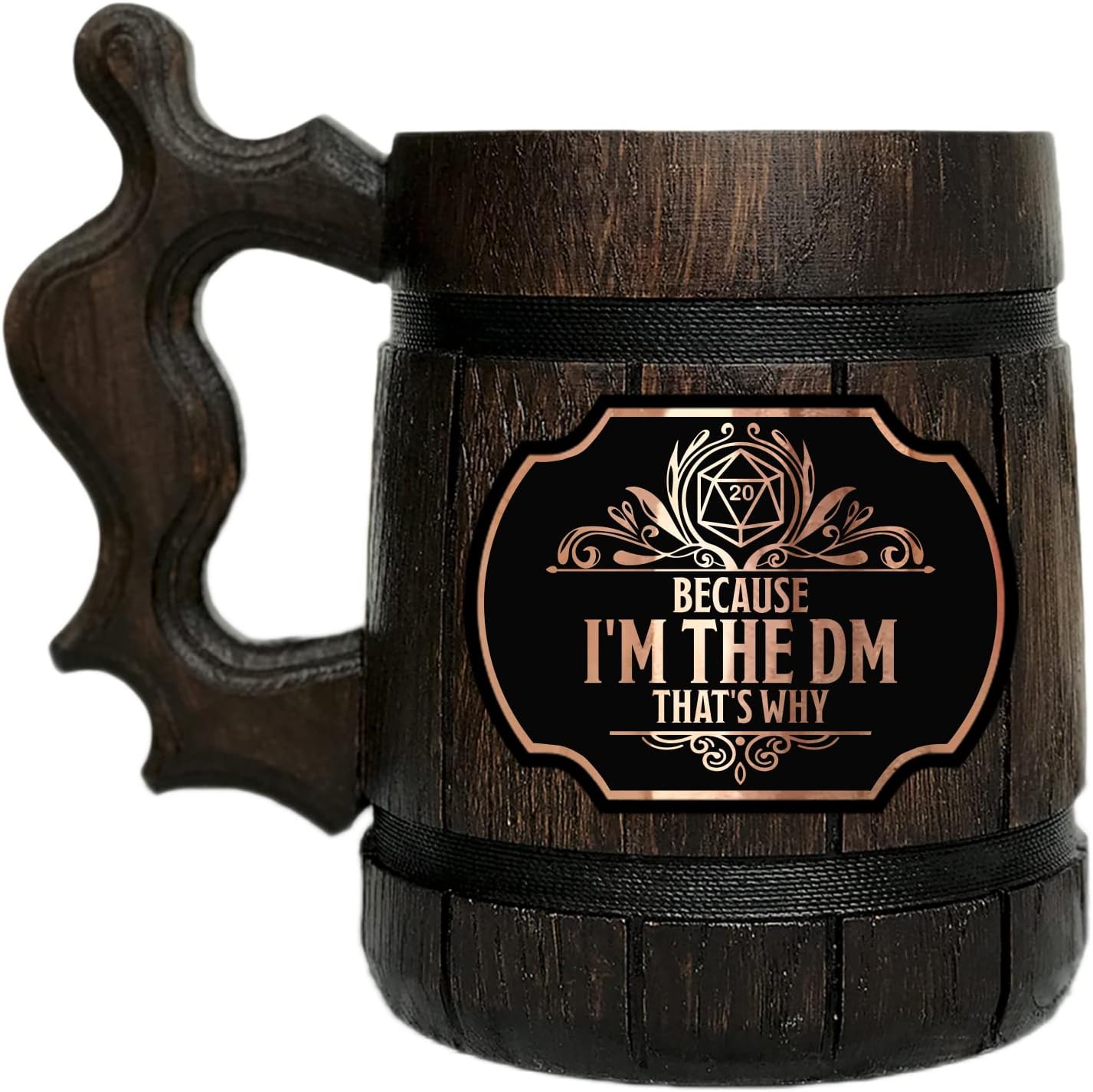Dnd Because I'm The DM That's Why Wooden Beer Mug. D&D Mug. Gamer Mug. Wooden Tankard. Gift for Boyfriend. Wood Stein. D&D Geek Gift. Gifts for Gamer. Gift for Him #666/0.6L/22 ounces