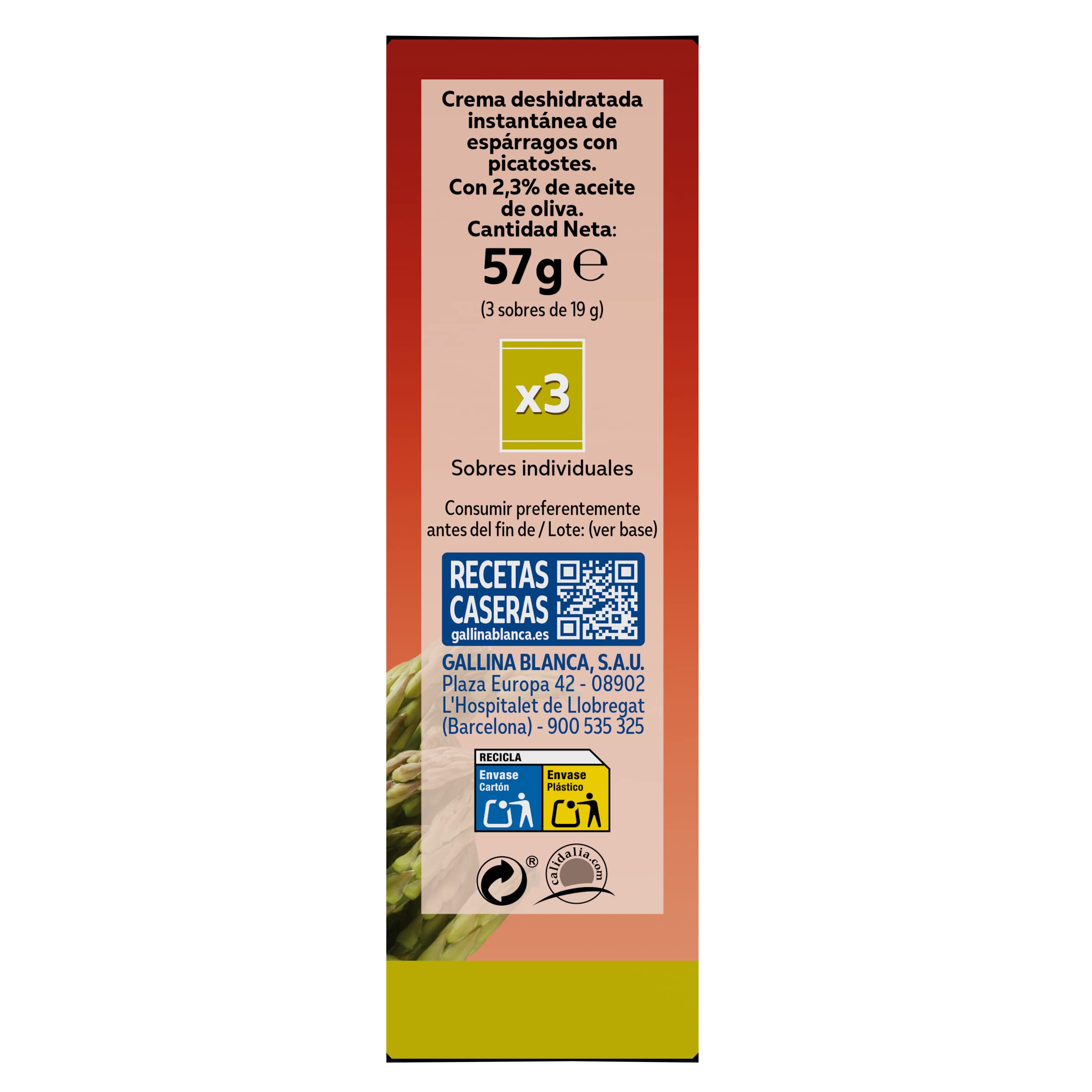 Gallina Blanca Sopinstant Crema de Espárragos, 57g