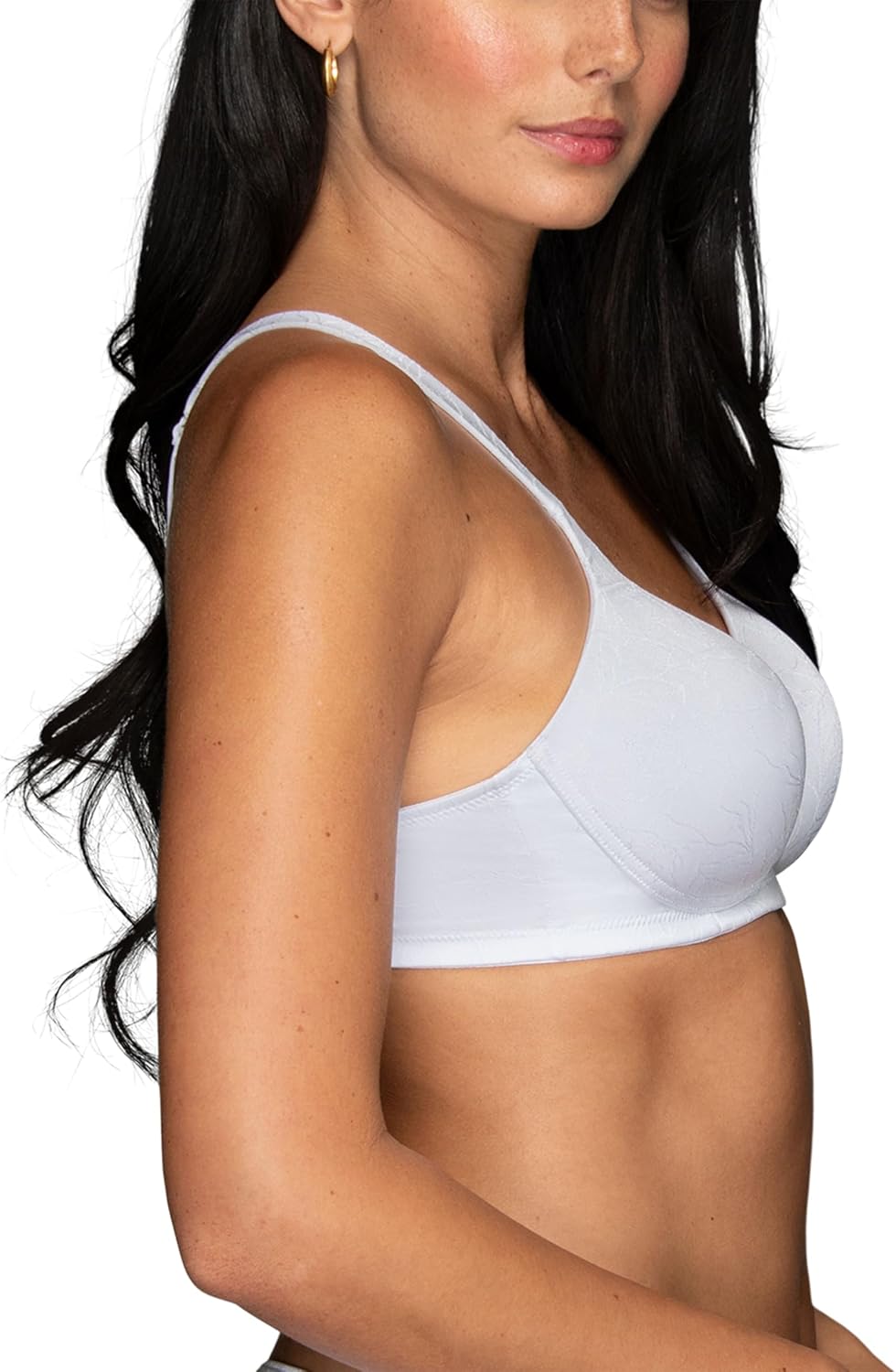 Vanity Fair Women's Body Shine Full Coverage T-Shirt Bra, Wirefree - White Jacquard, 38C