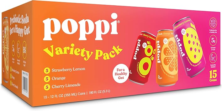 Poppi Variety Pack, 12 oz, 15-Count