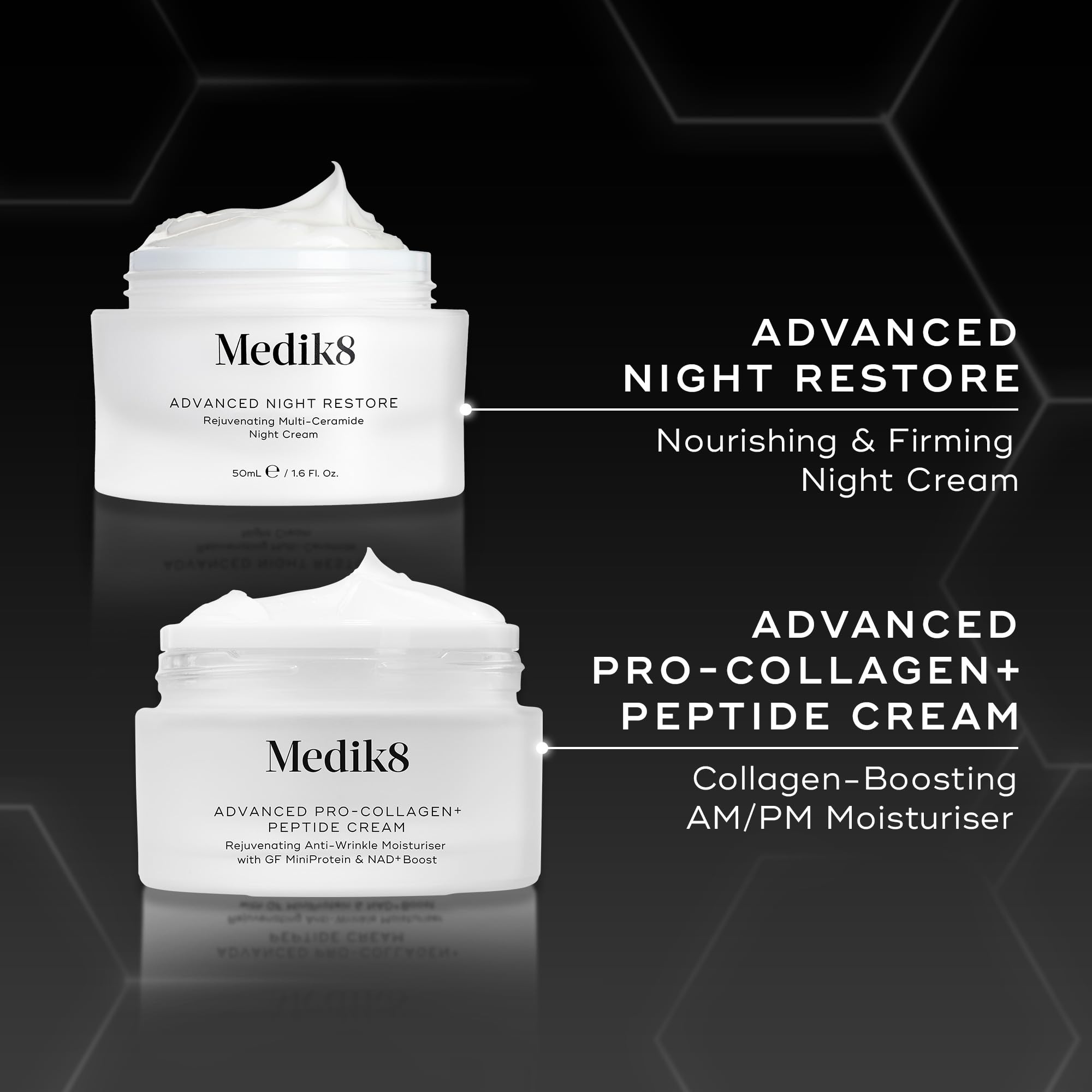 Medik8 Advanced Pro-Collagen+ Peptide Cream – Verjüngende Anti-Falten-Feuchtigkeitscreme mit Growth Factor MiniProtein & NAD+ Langlebigkeits-Booster - 50ml | Verjüngende Anti-Falten-Feuchtigkeitspflege mit Wachstumsfaktor MiniProtein & NAD+ Longevity Boos