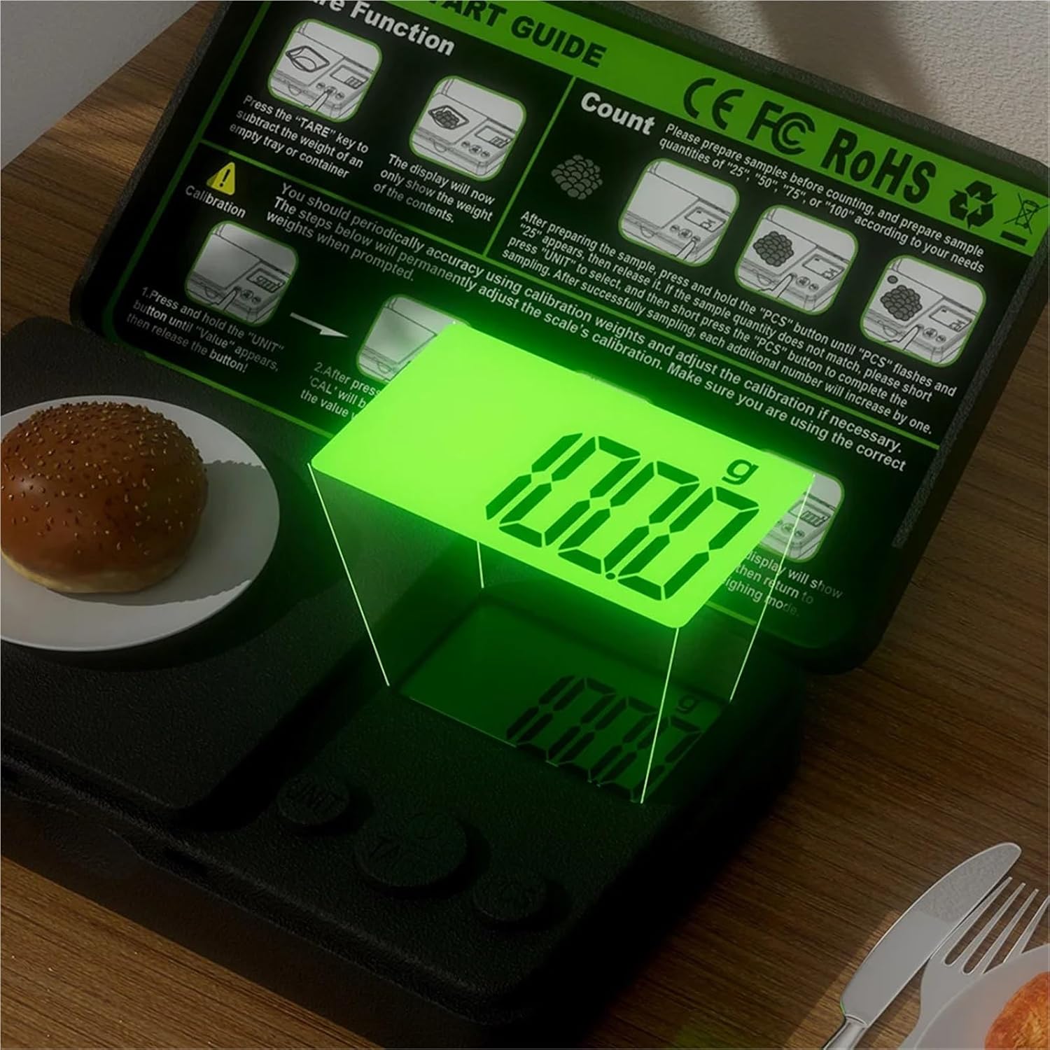 Precision Mini Digital Kitchen Scale, 2.2 lb/0.01 Grams, Portable Display, with 7 Unit Conversion (Gram, Oz, ml) Perfect for Cooking, Baking and Jewelry Measurement(500G-0.01G)