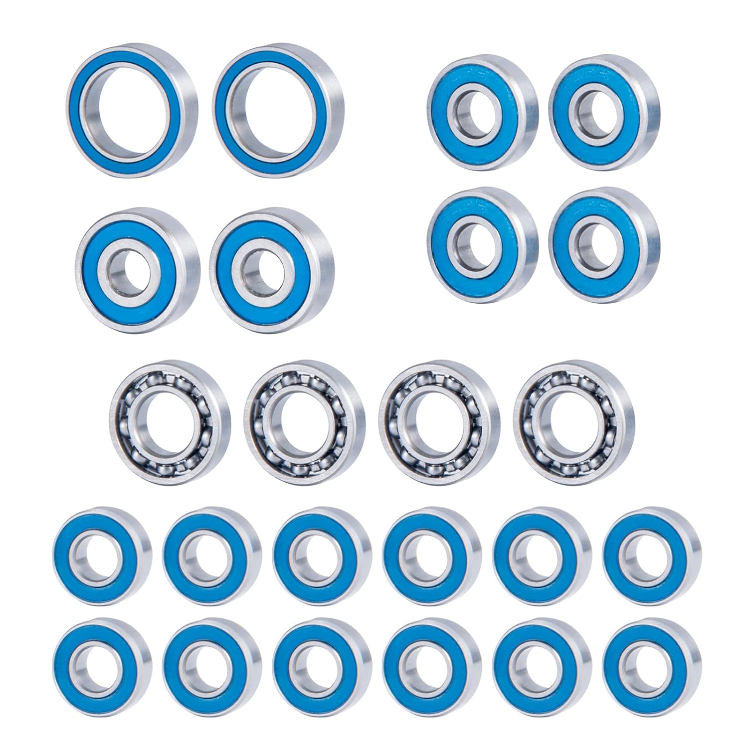 24Pcs Metal Wheel Hubs Axle Sealed & Ball Bearing Kit for Axial Capra Currie F9 1/10 RC Crawler Car Truck Model Parts