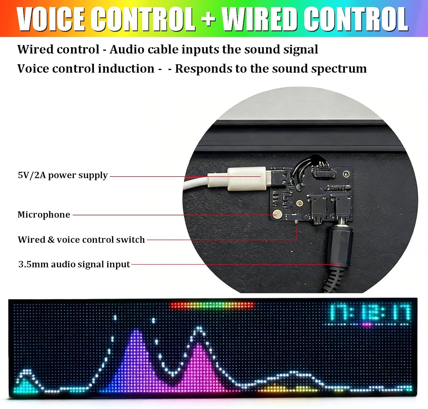 High Precision Music Analyzer - Digital Clock & Visualizer with 36 Display Styles, 16 Colors, AUX & Cordless Input - Perfect Home Decor for Music Lovers