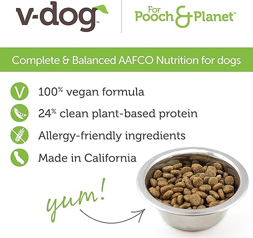 Miniatura 8 de V-Dog Alimento seco vegano para perros 24 libras con proteína a base de plantas y nutrientes esenciales marrón