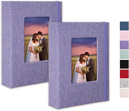 Miniatura 49 de Álbum de fotos de 8 x 10 pulgadas, paquete de 2 libros de fotos de lino, álbum de 26 páginas con capacidad para 52 fotos, carpeta de presentación