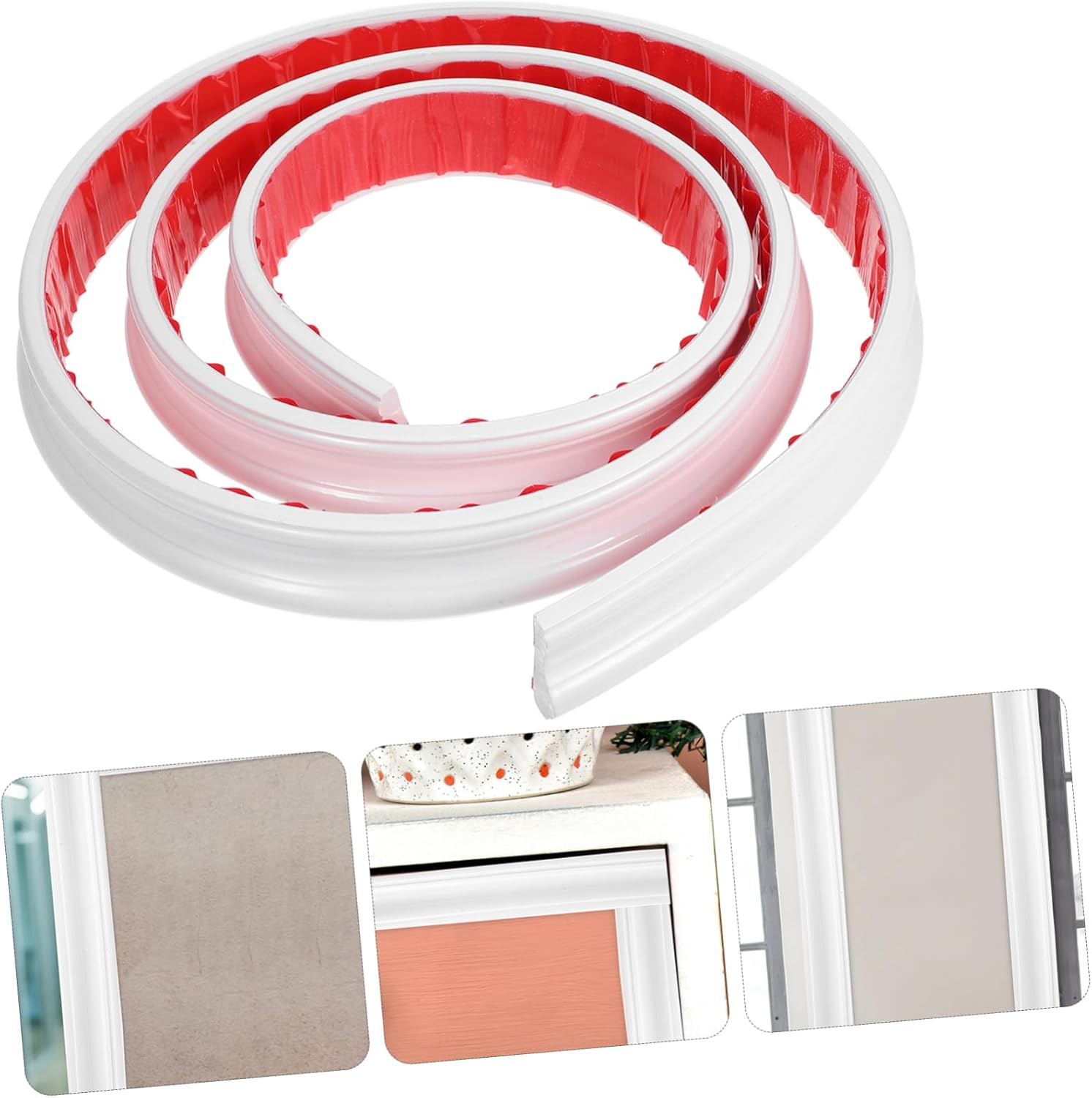 2m Self-Adhesive Wall Trim Molding Peel and Stick Flexible Moulding for Chair Rail Cabinet Edges and Tile Wide Easy Installation for Home Decor