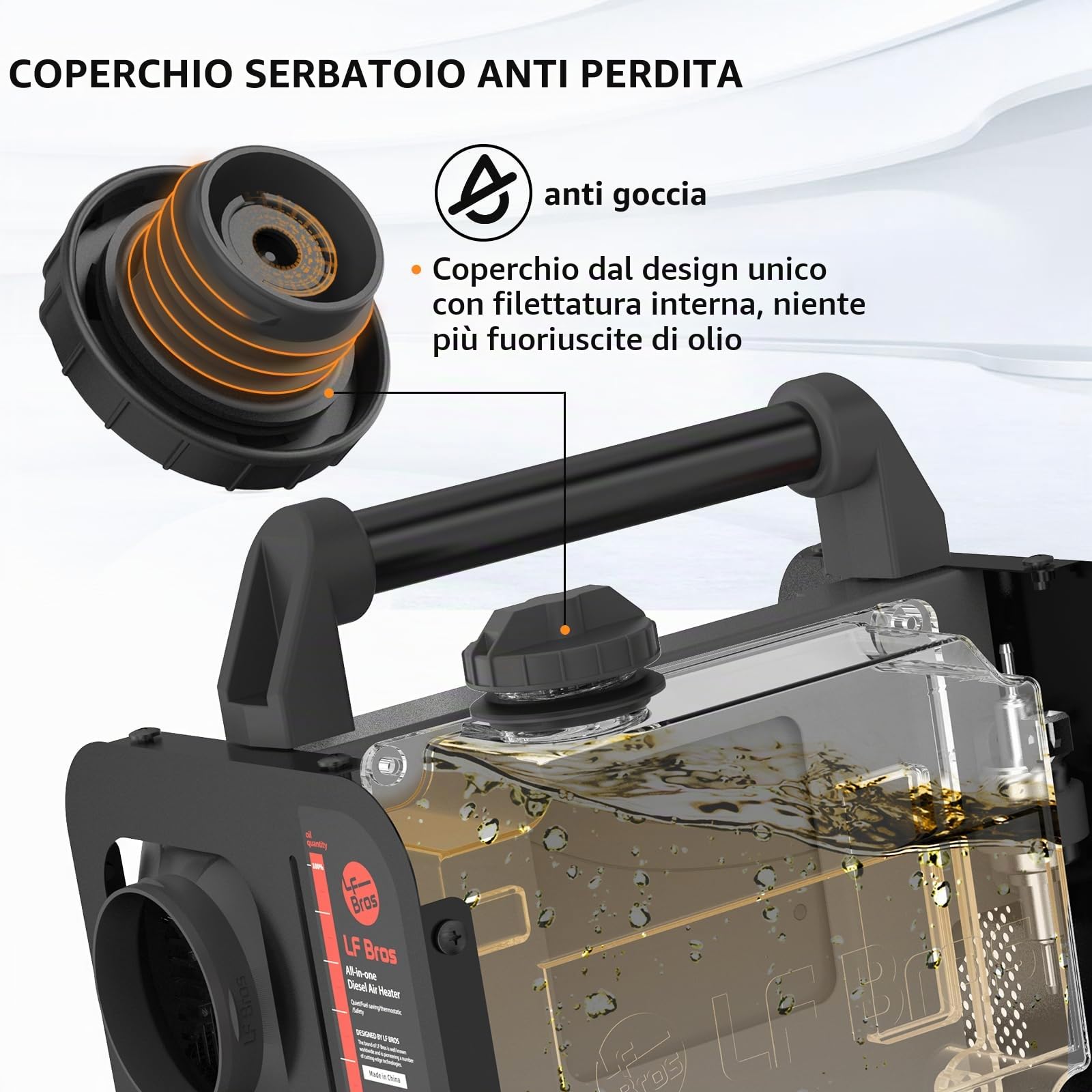 LF Bros Riscaldatore Diesel Portatile 5kw, 12V/24V/220V d'Aria di Parcheggio, Notturno Con Timer Interruttore LCD per RV, Camion, Tenda, Garage (Bianco)