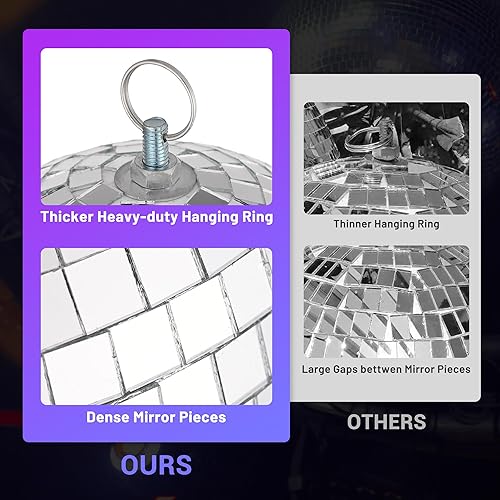 Vista 30 de Yescom bola de espejos de 12" para fiestas, DJ, discotecas, decoración, iluminación