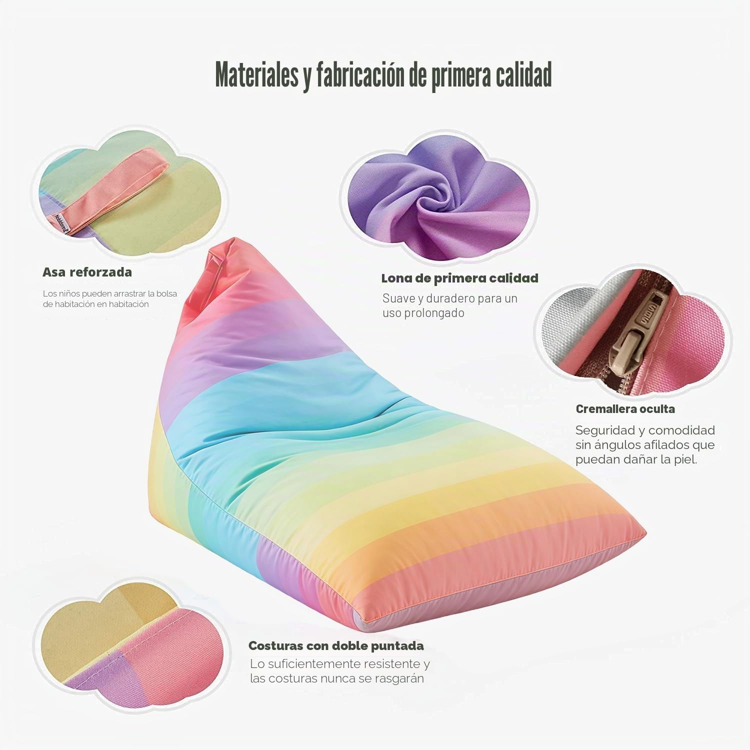 Funda de puf de Almacenamiento de Animales de Peluche Solo para niños y Adultos, Bolsa de puf Extragrande sin Relleno, Soporte y Organizador de Juguetes de Peluche