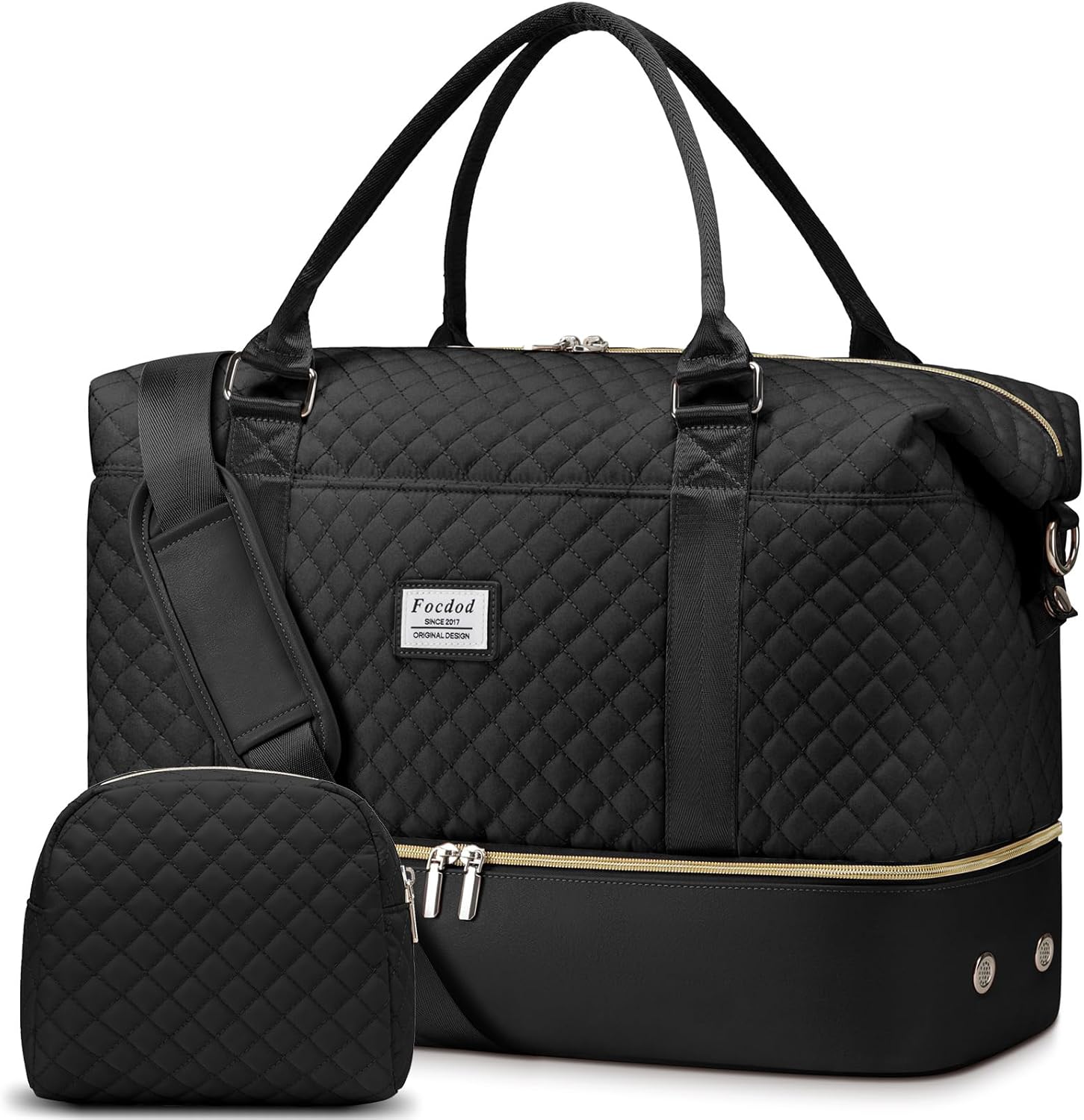 Travel Weekender Duffle Bags for Women: Overnight Bags with Shoe Compartment Large Carry on Weekend Bag with Toiletry & Wet Pocket Tote Duffel Bag Hospital Bag for Women Labor Delivery Black