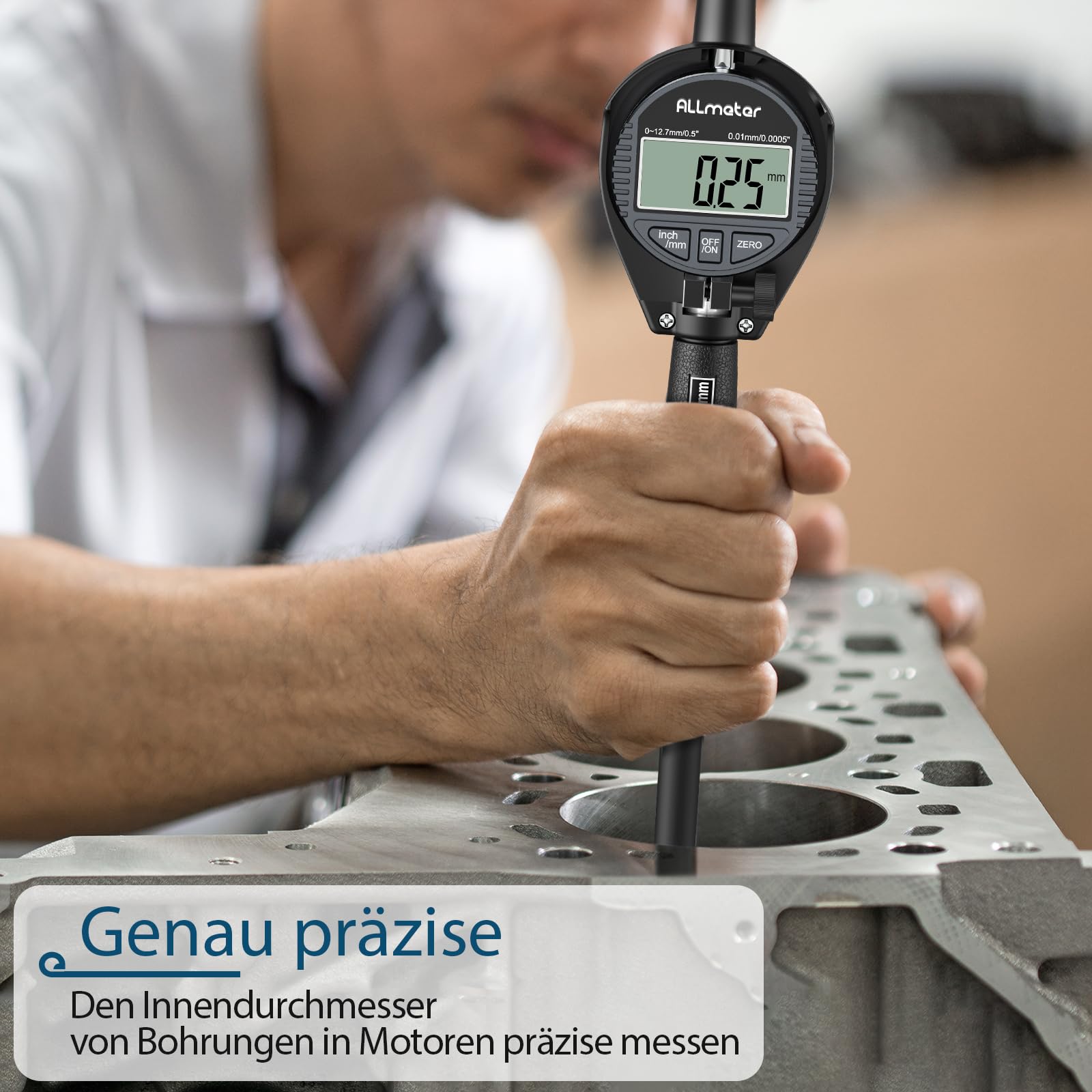 Digitales Bohrungsmessgerät 18-160mm – Präzises Innenmessgerät mit LCD-Messuhr, 0,01mm Genauigkeit, tiefes Messen bis 150mm, inkl. Zubehör & ABS-Box