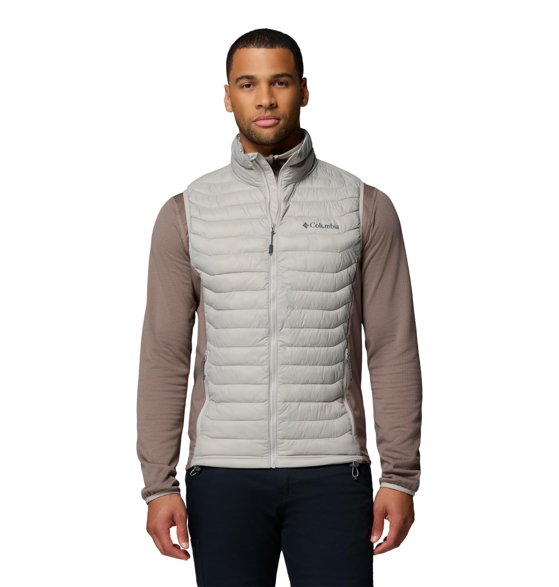 Columbia Men's Powder Pass Hybrid Vest, Puffer Vest Body Warmer, Flint Grey/Iron, XX-Large