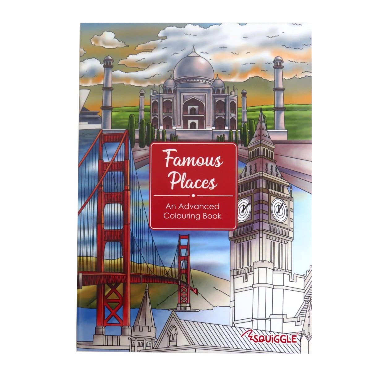 Squiggle Multicoloured P2950 Advanced A4 Adult Colouring Book - Famous Places