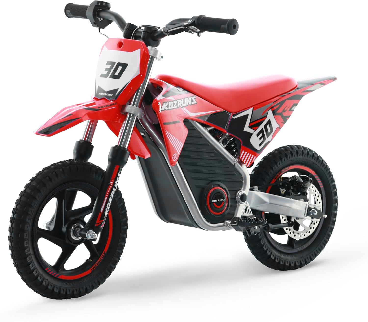 Racing Grade Electric Dirt Bike for Kids, 400W Motorcycle, Ages 3-6, 36V 5.2Ah Battery, Dual Shock Absorption, 3 Speed Modes, Disc Brake, 12In Off Road Tires, Red
