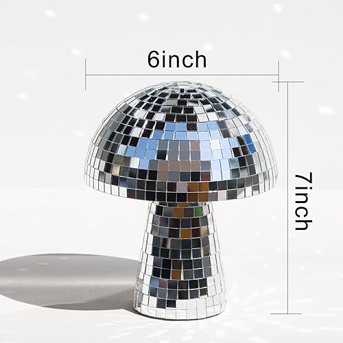 Miniatura 7 de Bola de discoteca de hongo plateado, bola reflectante de espejo de discoteca, luces de bola de discoteca de 4.8 pulgadas para fiestas inolvidables